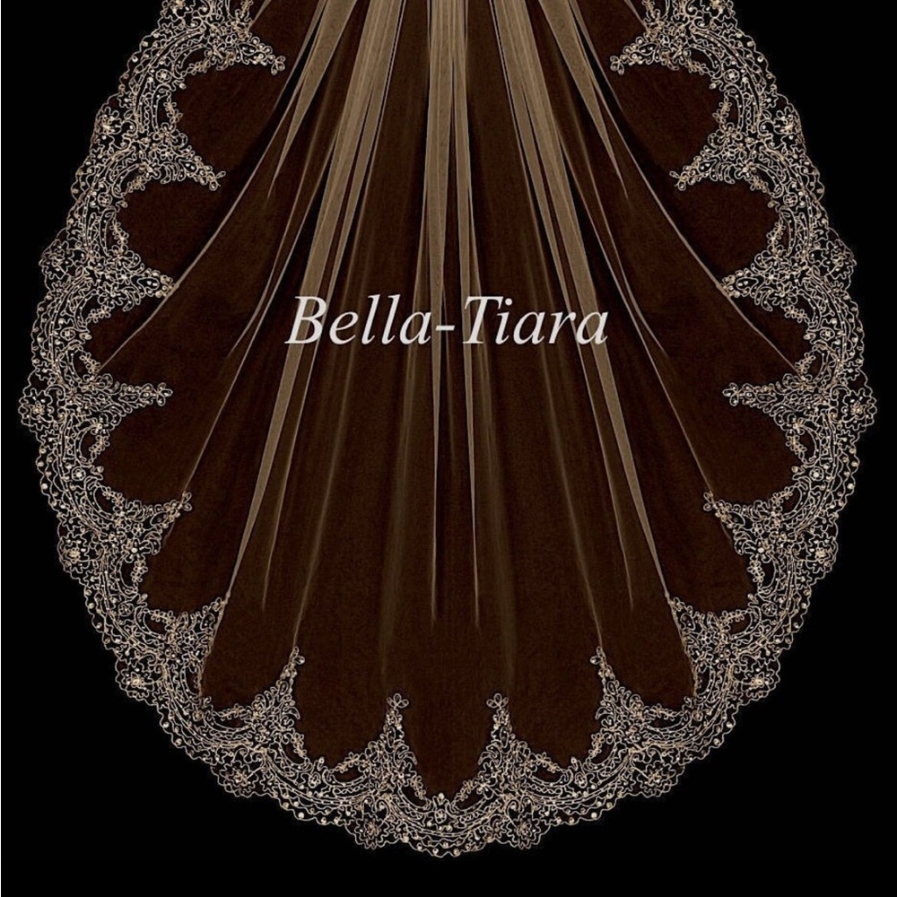 Ivory Gold Champagne Cathedral Wedding Veil
